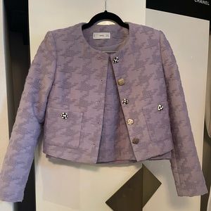 Mango lilac tweed cotton suit blazer top jacket
